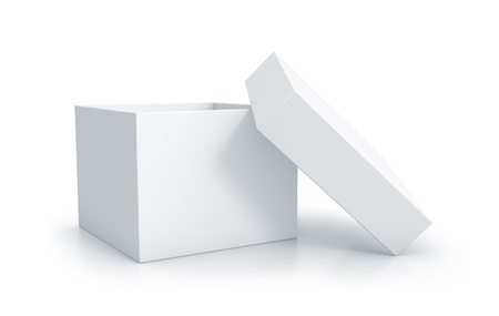White cube box with top cover. High resolution 3D illustration の写真素材