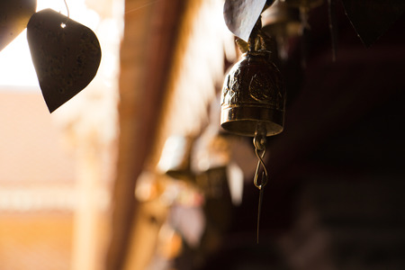 Handbell in the temple in thailandの写真素材