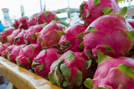 Dragon fruit on market in thailandの写真素材