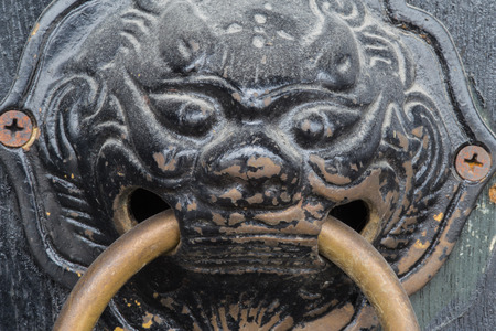 Chinese lion door knobの写真素材