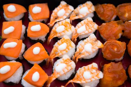 delicious sushi on  backgroundの写真素材