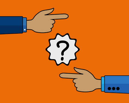 Two Hands ON Orange Background Pointing In Different Directions.のイラスト素材