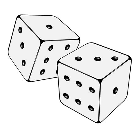 Two Isolated White Dices. Vector Illustration. Isolated On White.のイラスト素材