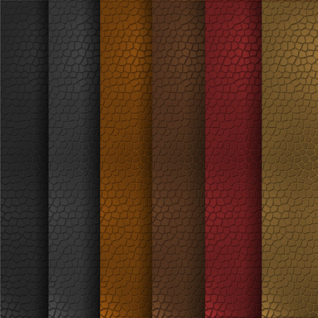 Set Of Six Colored Leather Textures. Leather Bacground.のイラスト素材