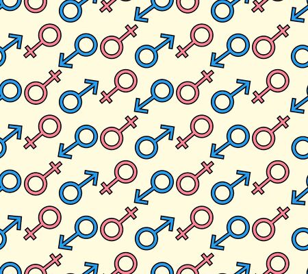 Vector Gender Seamless Flat Pattern. Mars (Man) And Venus (Woman) Symbols.のイラスト素材