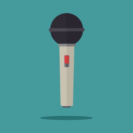 Flat design vector illustration of media tv music karaoke microphone with red button.のイラスト素材