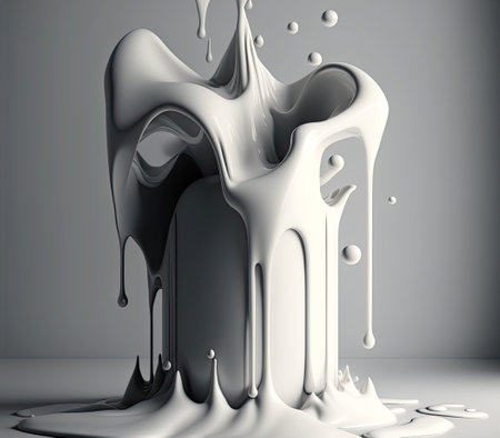 Abstract melting shape with dripping drops. Generative AI illustration.の素材