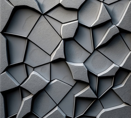 Like as 3d, hexagonal geometric carbon abstract picture of a gray surface with a textured pattern. Generative AI.の素材