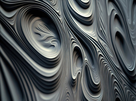 Abstract picture of a gray surface with a textured pattern. Melted solidified metal or plastic, rounded shapes, depressions.の素材