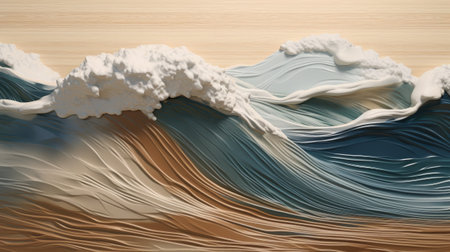 Illustration of a Japanese ocean wave in a traditional oriental style. Minimalistic design inspired by Japanese art.の素材