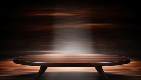 Dark wood background with lighting and rays of light. Generative AI.の素材