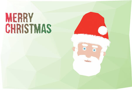 Low polygonal green background with Merry christmas text and santa claus headのイラスト素材