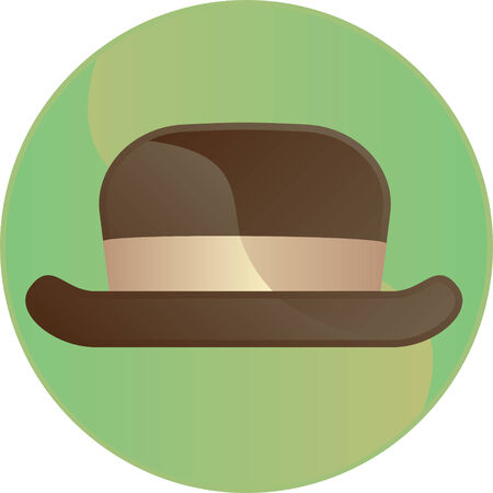Grenn shiny Retro brown hat symbol web buttonのイラスト素材
