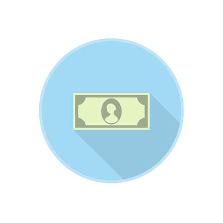 Vector abstract dollar banknote icon with long shadow. Money dollar. Green banknote.のイラスト素材