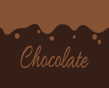 Vector of trickling dark chocolate and label background. Simple illustration banner.のイラスト素材