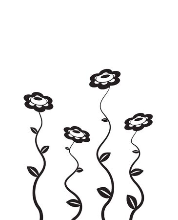 Black and white flower design wallpaper background. Simple modern silhouette. Growing.のイラスト素材