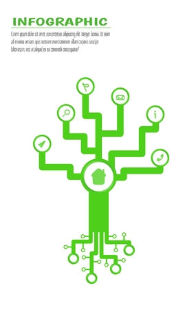 Infographic tech tree with round space for symbol. Text place. Vector illustration on white backgroundの写真素材