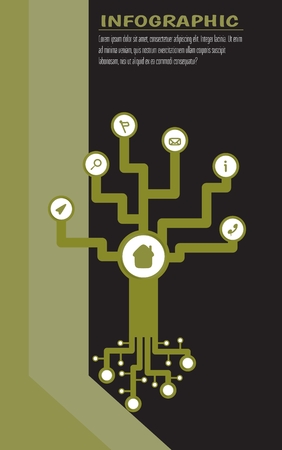 Tree info chart with symbols. Simple modern design. Vector illustration on black background with stripesのイラスト素材