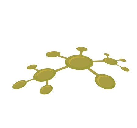 Vector illustration of molecular network sctructure. Line conection between cells. Isolated on white background. 3D view.のイラスト素材