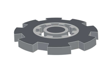 Vector Gear simple 3d icon gray isolatedのイラスト素材
