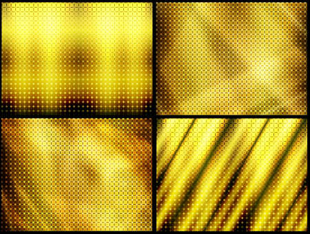 Set of four wallpapers with abstract repeating golden patternの写真素材