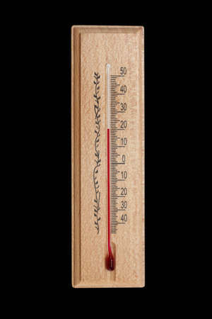 Thermometer isolated on black background positioned upright