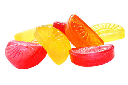 Close up of colorful sweets isolated on white backgroundの写真素材