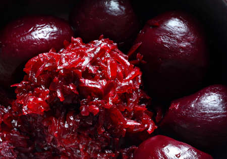 Cloose up of cooked shredded beetrootの写真素材