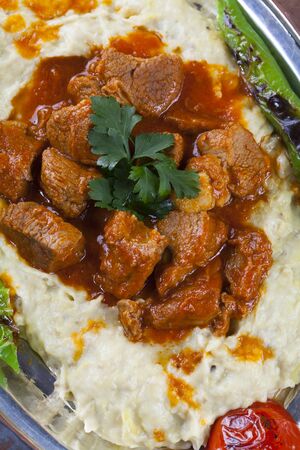 Turkish Kebab eggplant and meat alinazikの写真素材