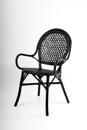 furniture wicker chair on a gray backgroundの写真素材