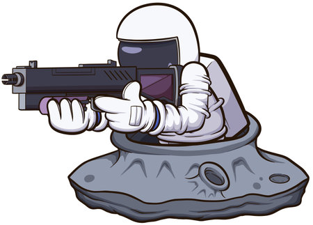 Astronaut With Weapon. Vector clip art illustration with simple gradients.のイラスト素材