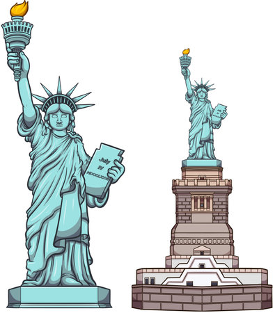 Statue Of Liberty. Vector clip art illustration with simple gradients.のイラスト素材