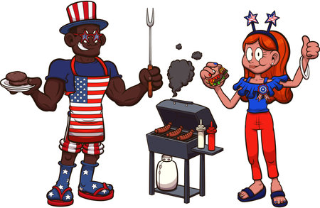 4th Of July Barbeque. Vector clip art illustration with simple gradients.のイラスト素材