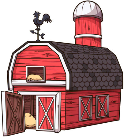Cartoon barn. Vector illustration with simple gradients.のイラスト素材