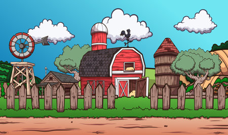 Farm background. Vector illustration with simple gradients.のイラスト素材