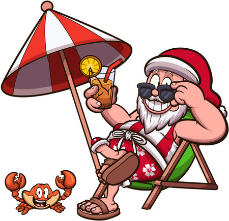 Tropical Santa Claus. Vector clip art illustration with simple gradients. All in one single layer.のイラスト素材