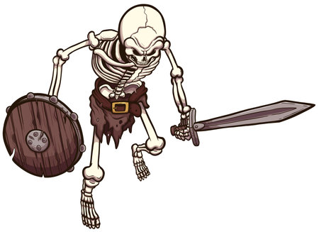 Skeleton Warrior. Vector illustration with simple gradients.のイラスト素材