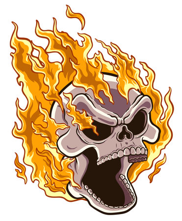 Skull On Fire. Vector illustration with simple gradients.のイラスト素材