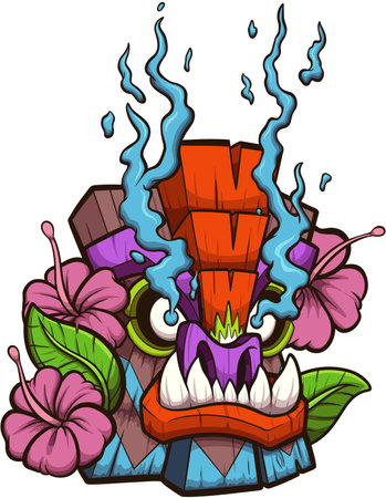 Tiki Mask. Vector clip art illustration with simple gradients.のイラスト素材