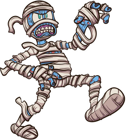 Cartoon Halloween Mummy. Vector illustration with simple gradients.のイラスト素材