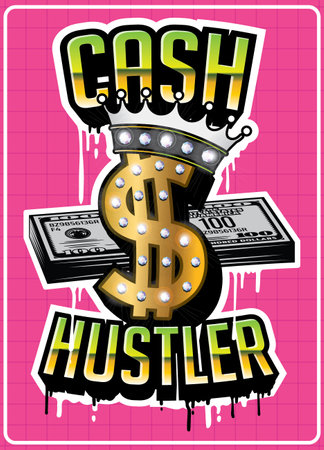 Graffiti illustration design for t-shirt, sticker, wall art. Ghetto style, urban street art theme. stylish graffiti art and hip-hop gangster.のイラスト素材