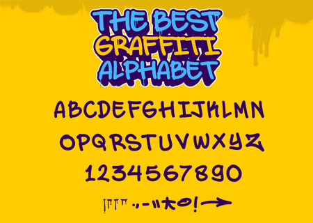 Cool Graffiti Font and Alphabet Vector. Street Art urban theme. Decorative graffiti letters.のイラスト素材