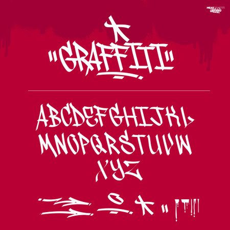 Cool Graffiti Font and Alphabet Vector. Street Art urban theme. Decorative graffiti letters.のイラスト素材