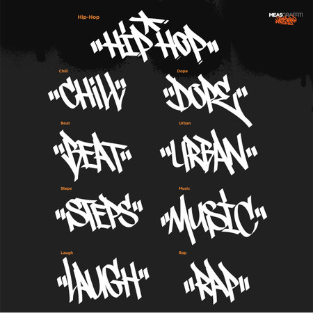 Various words in a cool street art graffiti tagsのイラスト素材