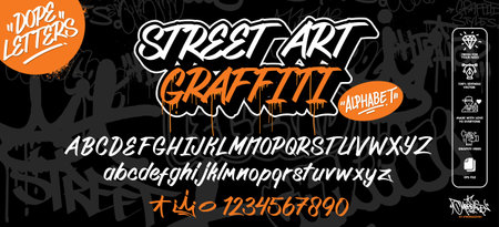 Graffiti art alphabet. Street art and graffiti fontのイラスト素材