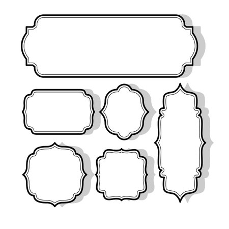 Set of vintage frames. Vector illustration in black and white colors.のイラスト素材