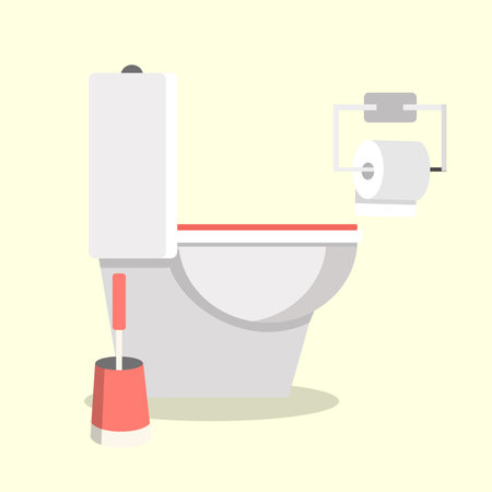 Toilet bowl and toilet paper. Vector illustration in flat style.のイラスト素材