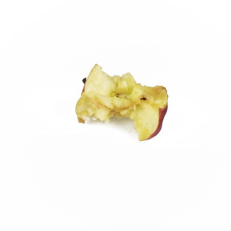 Red apple cut in half on white background. isolated image.の写真素材