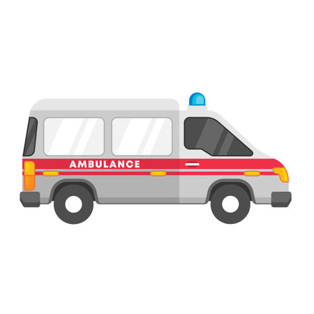 Ambulance car icon. Flat illustration of ambulance car vector icon for web designのイラスト素材