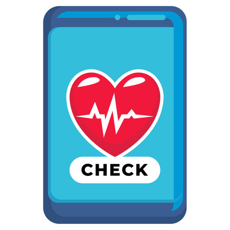 smart phone with cardiogram on screen, vector illustration in flat styleのイラスト素材